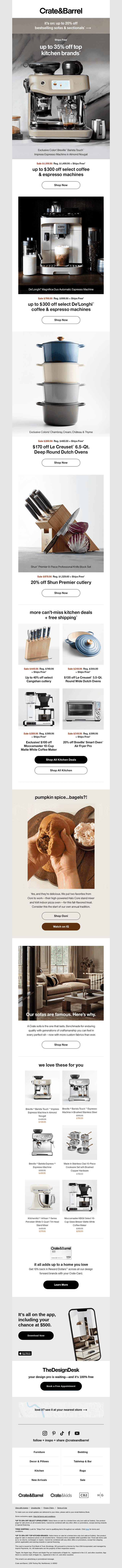 Crate and Barrel email from Sun, Oct 4, 2026
