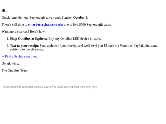 Omnilux LED PhotoTherapy email from Sun, Oct 4, 2026
