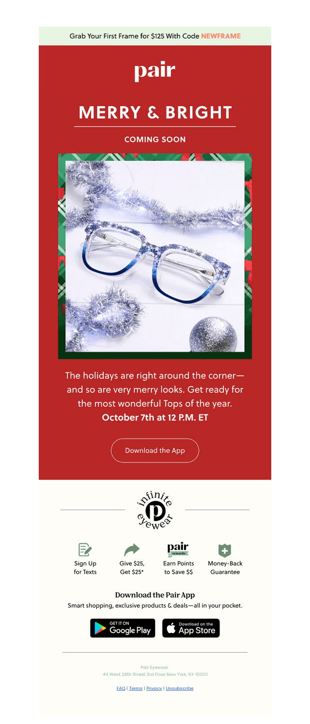 Pair Eyewear email from Sun, Oct 4, 2026