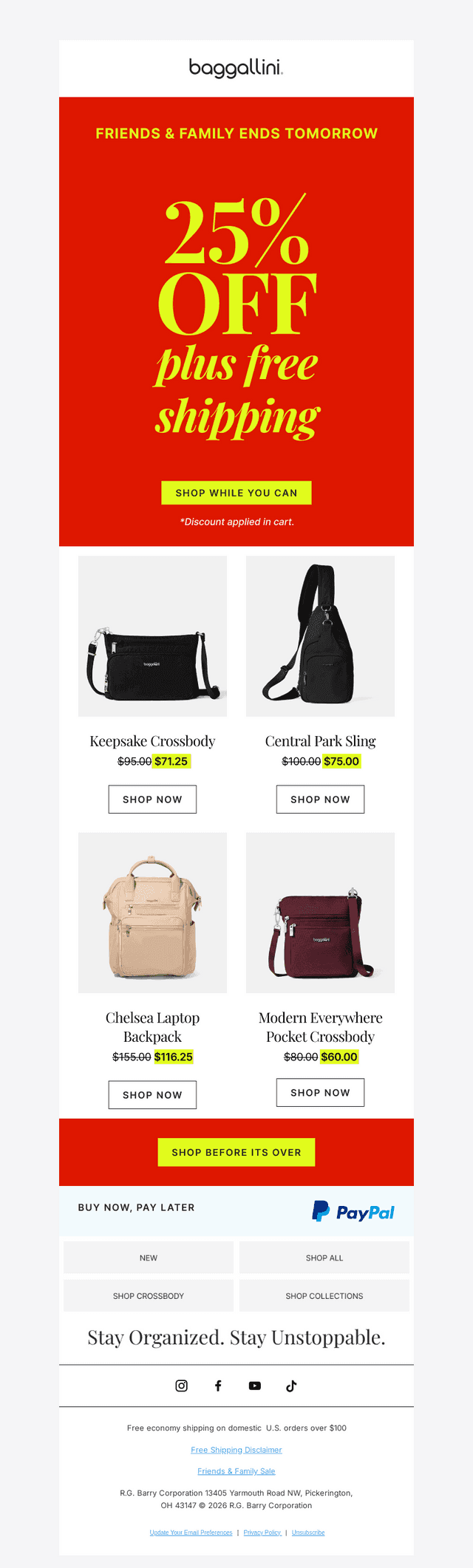 baggallini email from Sun, Oct 4, 2026
