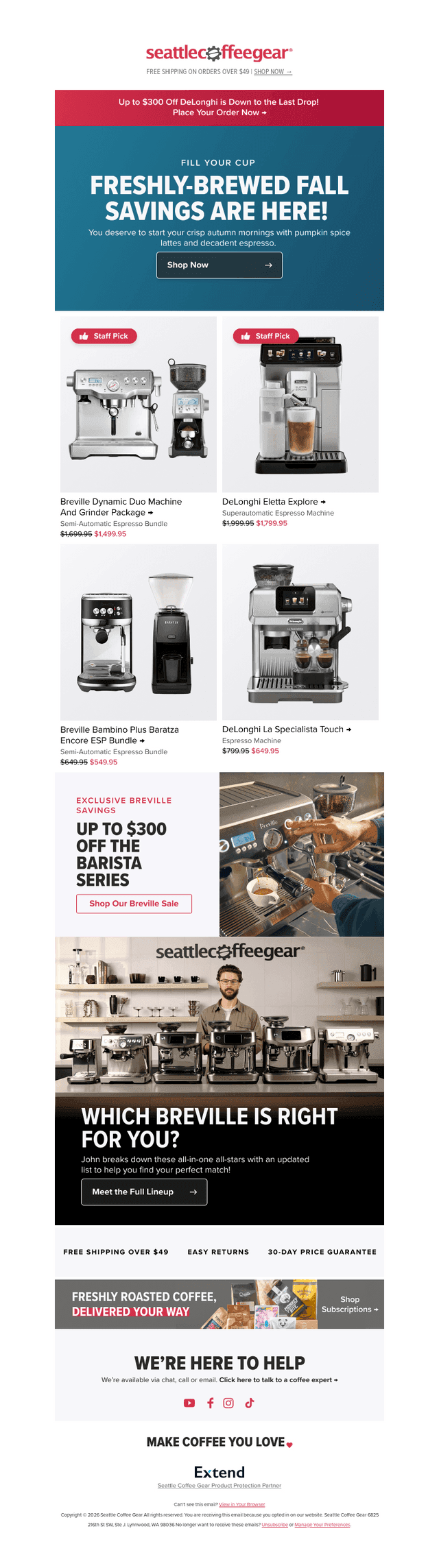 Seattle Coffee Gear email from Sun, Oct 4, 2026
