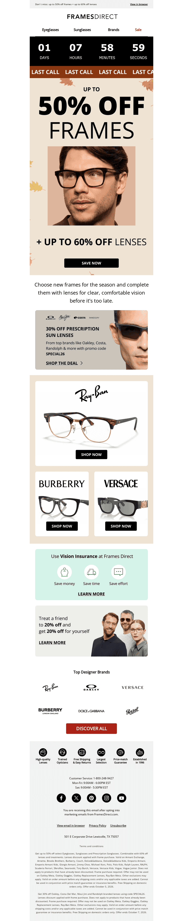FramesDirect email from Sun, Oct 4, 2026
