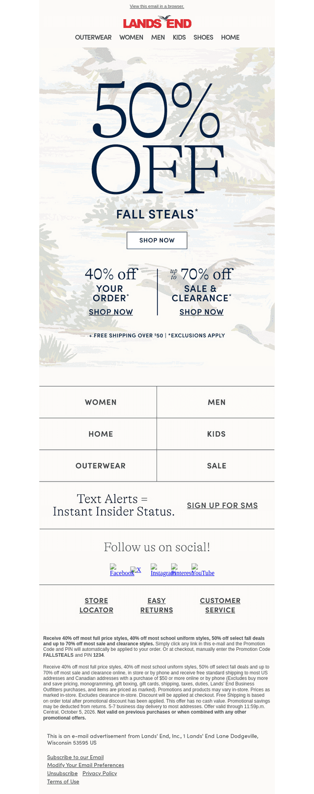 Lands' End email from Sun, Oct 4, 2026