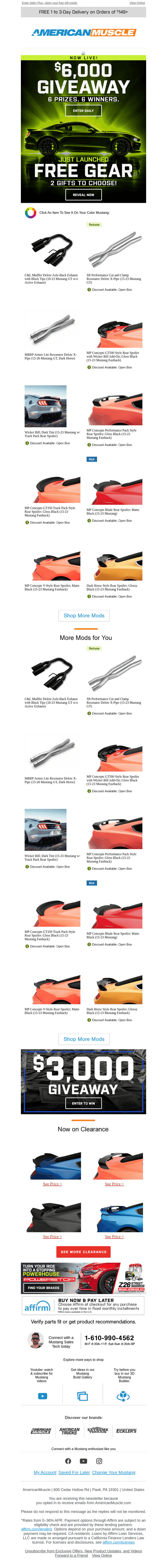 AmericanMuscle.com email from Mon, Oct 5, 2026