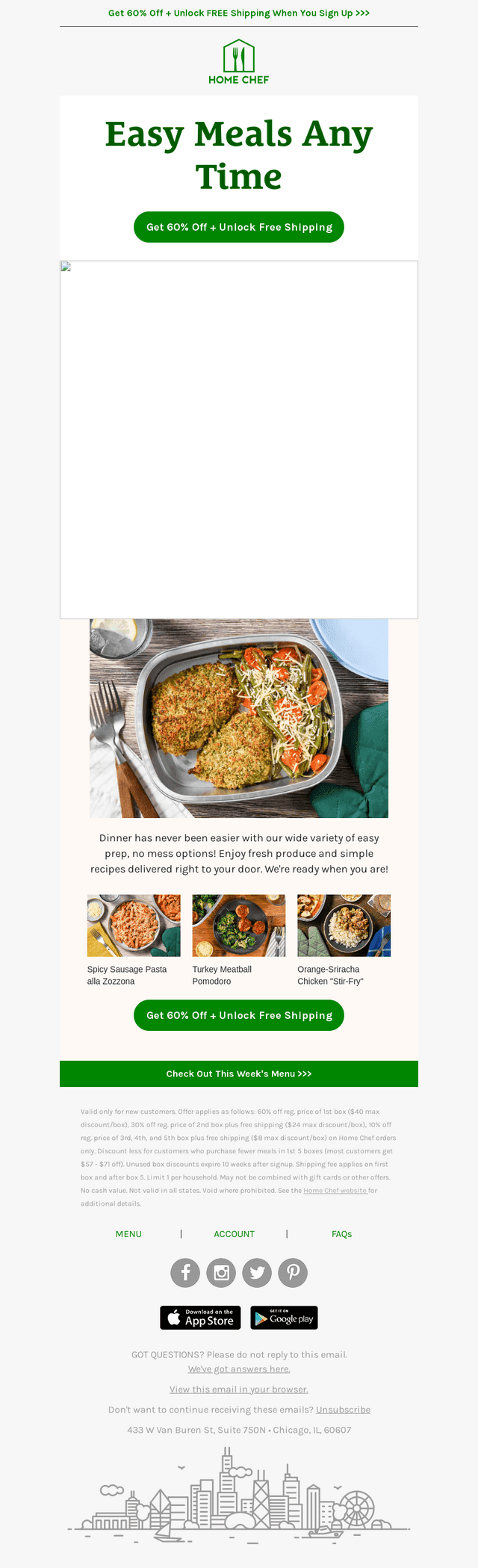 Home Chef email from Mon, Oct 5, 2026