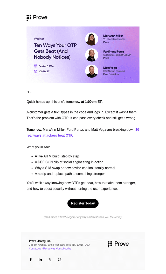 Prove email from Mon, Oct 5, 2026