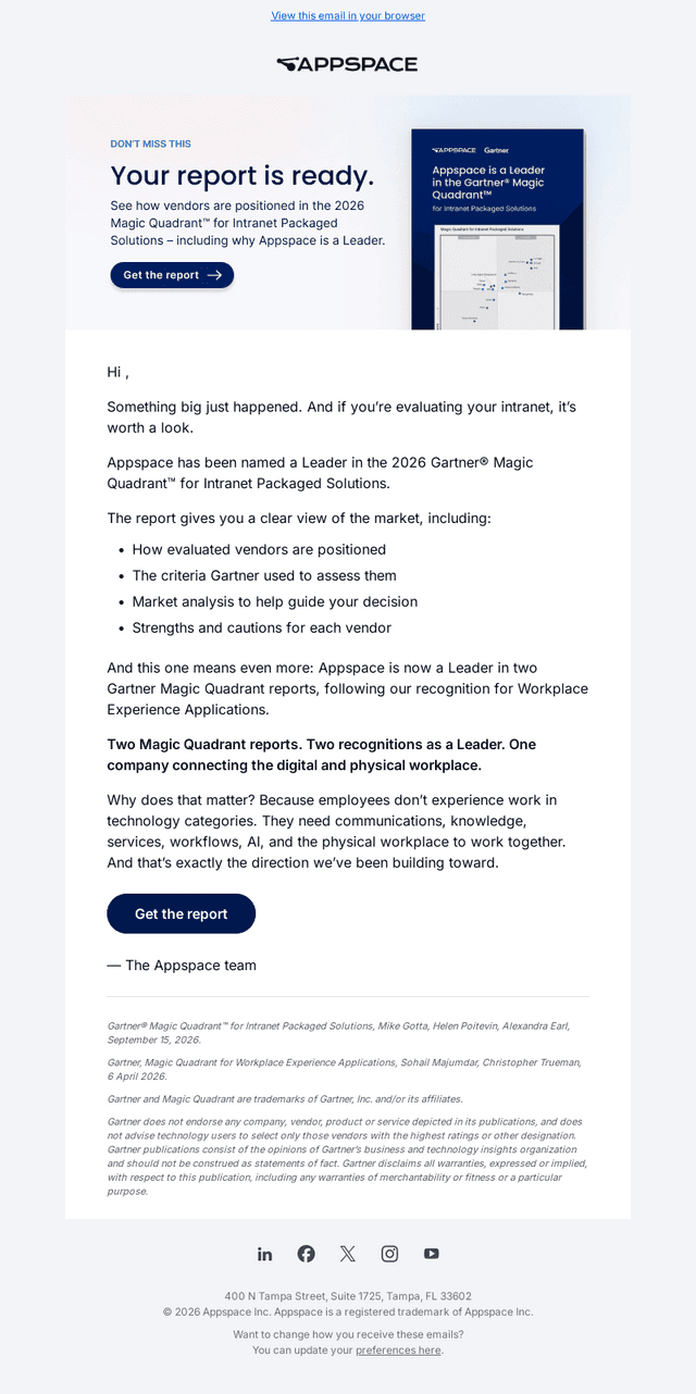 We did it again: Appspace is a Gartner® Magic Quadrant™ Leader
