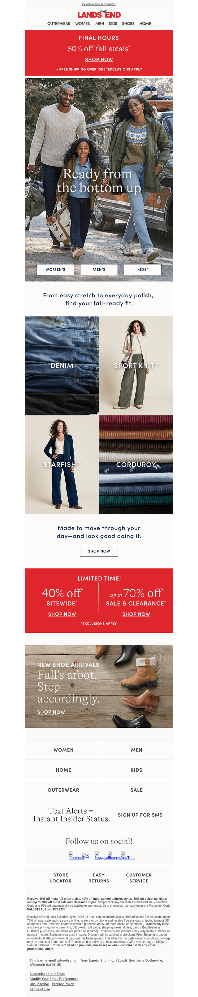 Lands' End email from Mon, Oct 5, 2026