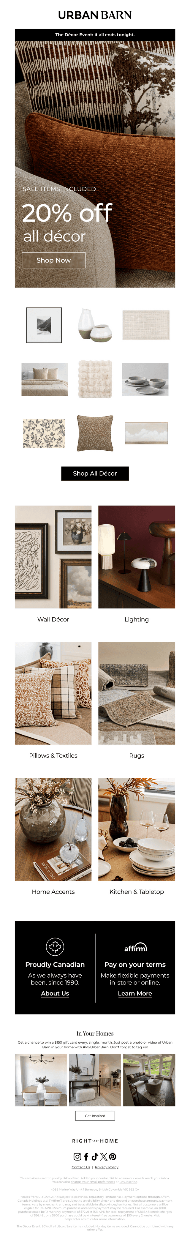 Last call for 20% off all décor!