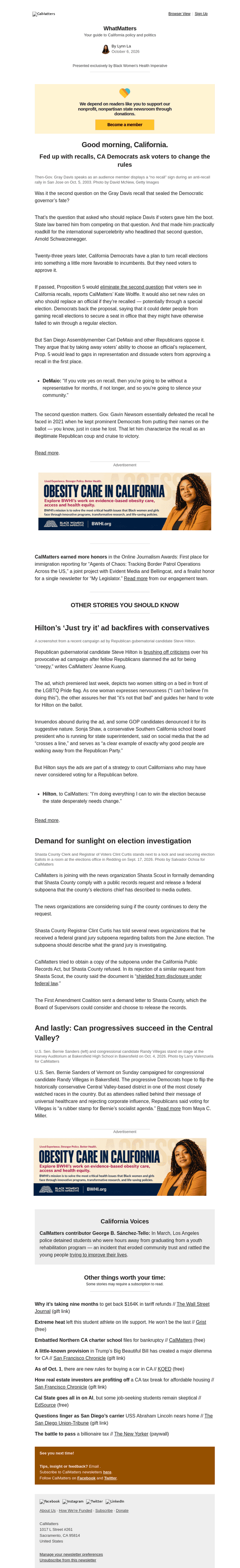 Calm email from Tue, Oct 6, 2026