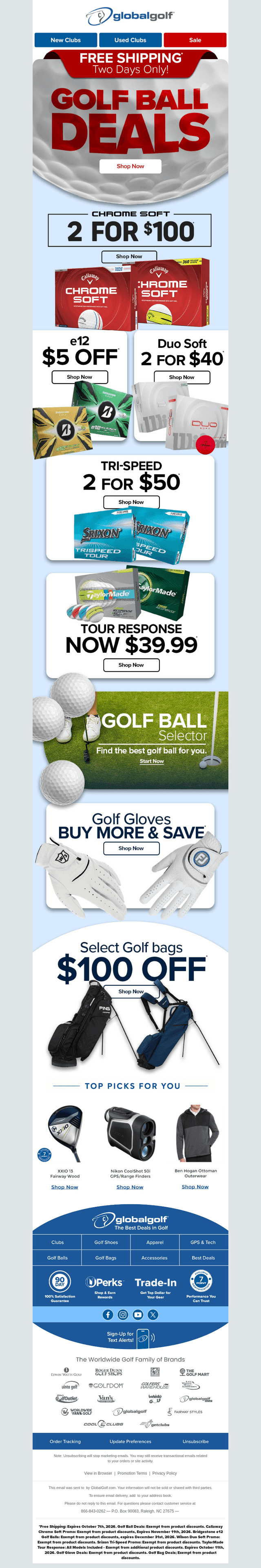 GlobalGolf email from Tue, Oct 6, 2026