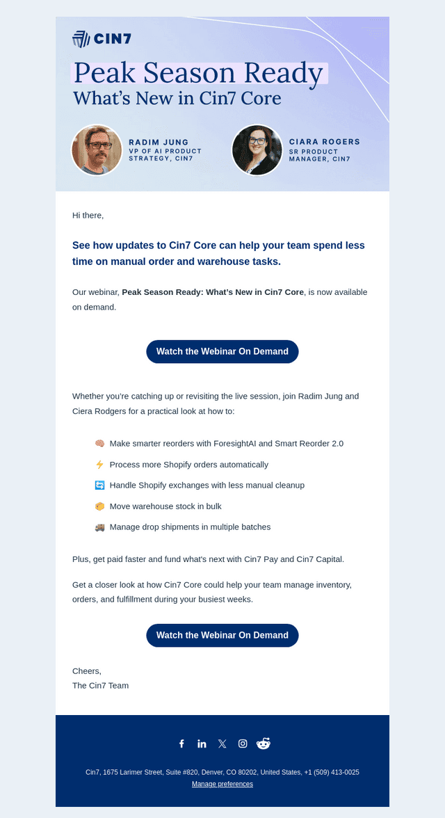 Cin7 email from Tue, Oct 6, 2026