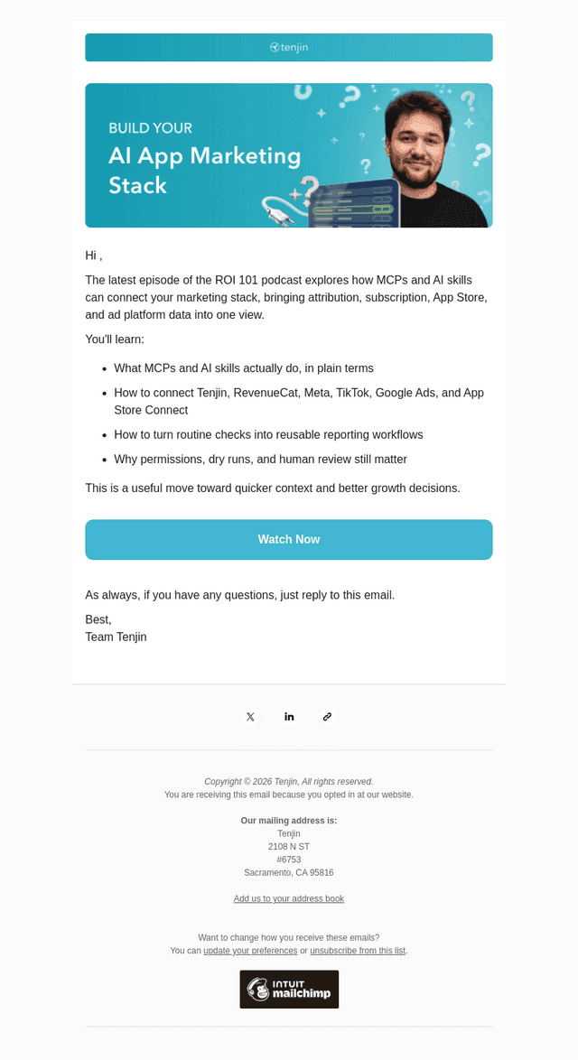 Tenjin email from Tue, Oct 6, 2026