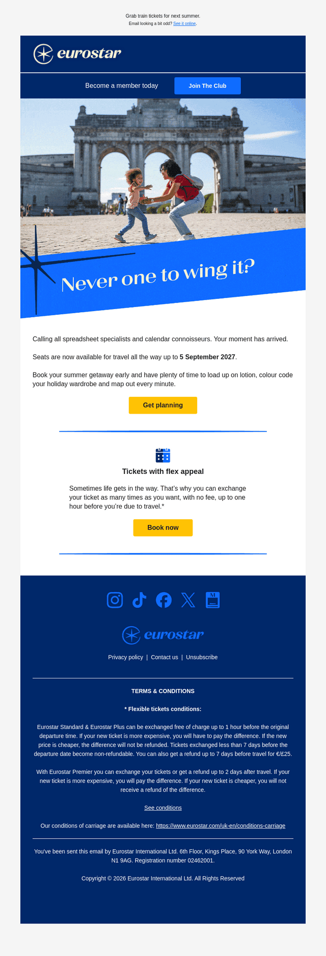 Eurostar email from Wed, Oct 7, 2026