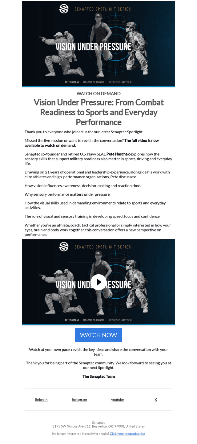 Senaptec email from Wed, Oct 7, 2026