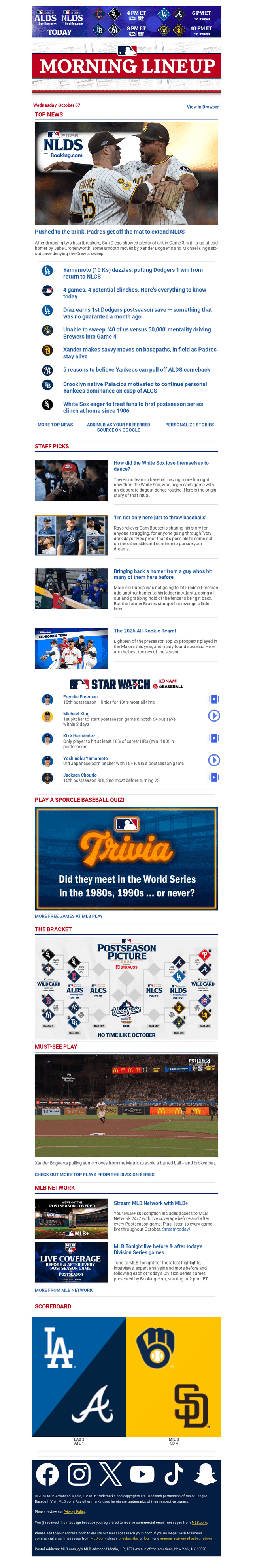 MLB email from Wed, Oct 7, 2026