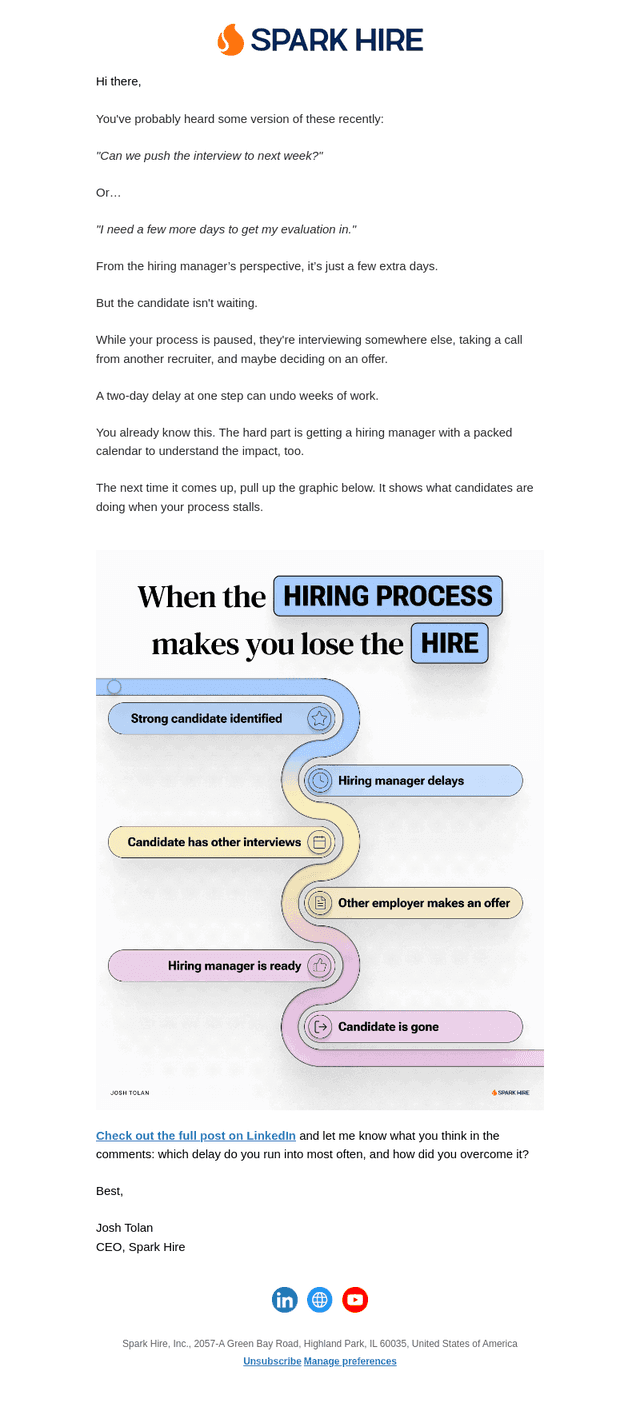 Spark Hire email from Wed, Oct 7, 2026