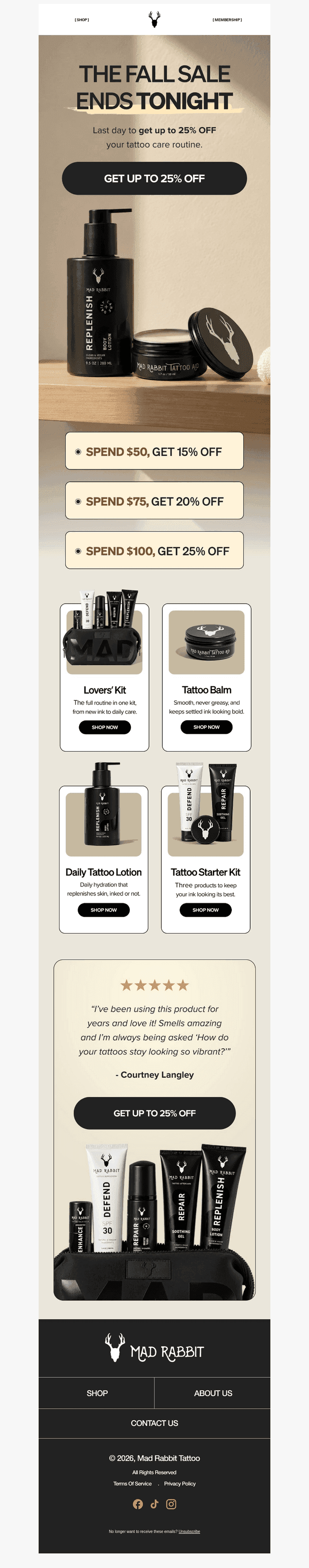 Mad Rabbit Tattoo email from Wed, Oct 7, 2026