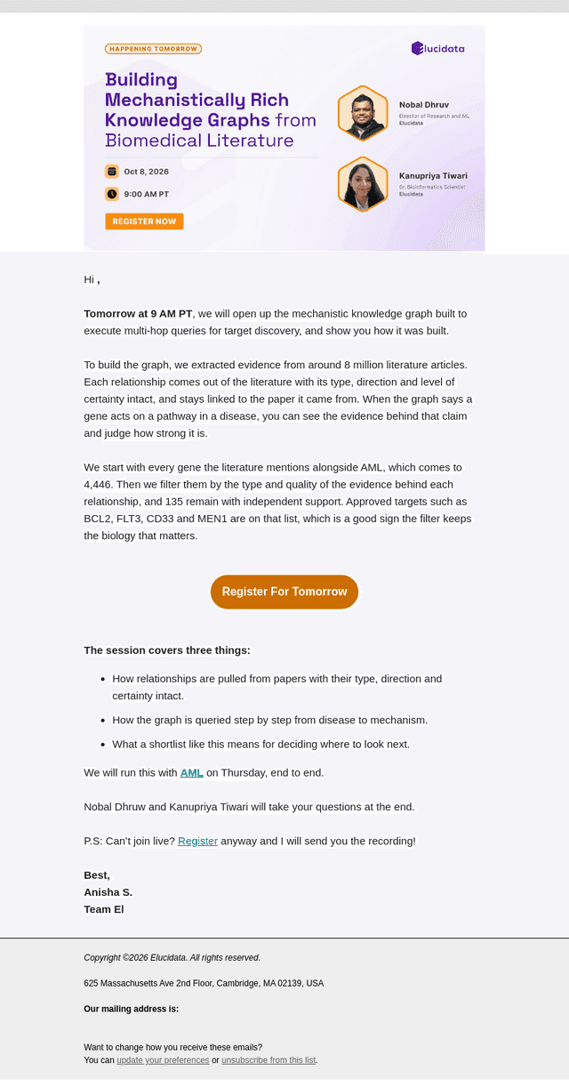 Elucidata email from Wed, Oct 7, 2026