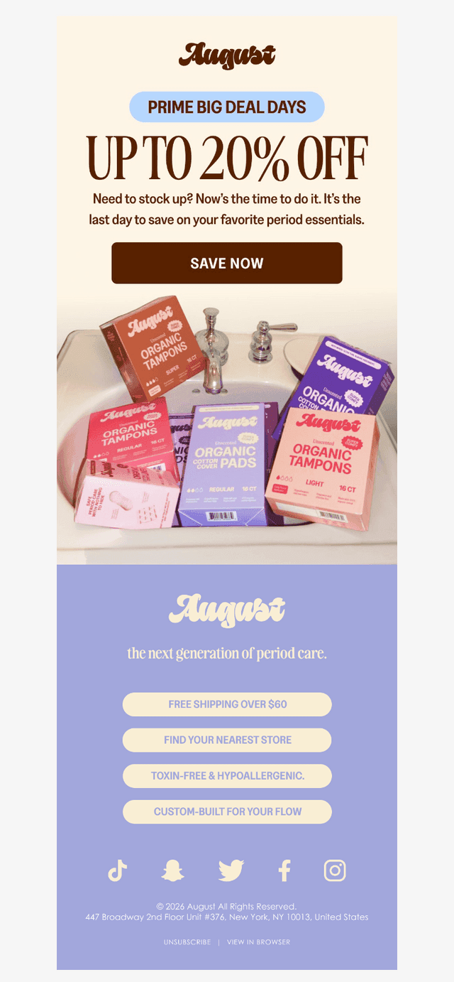 August email from Wed, Oct 7, 2026