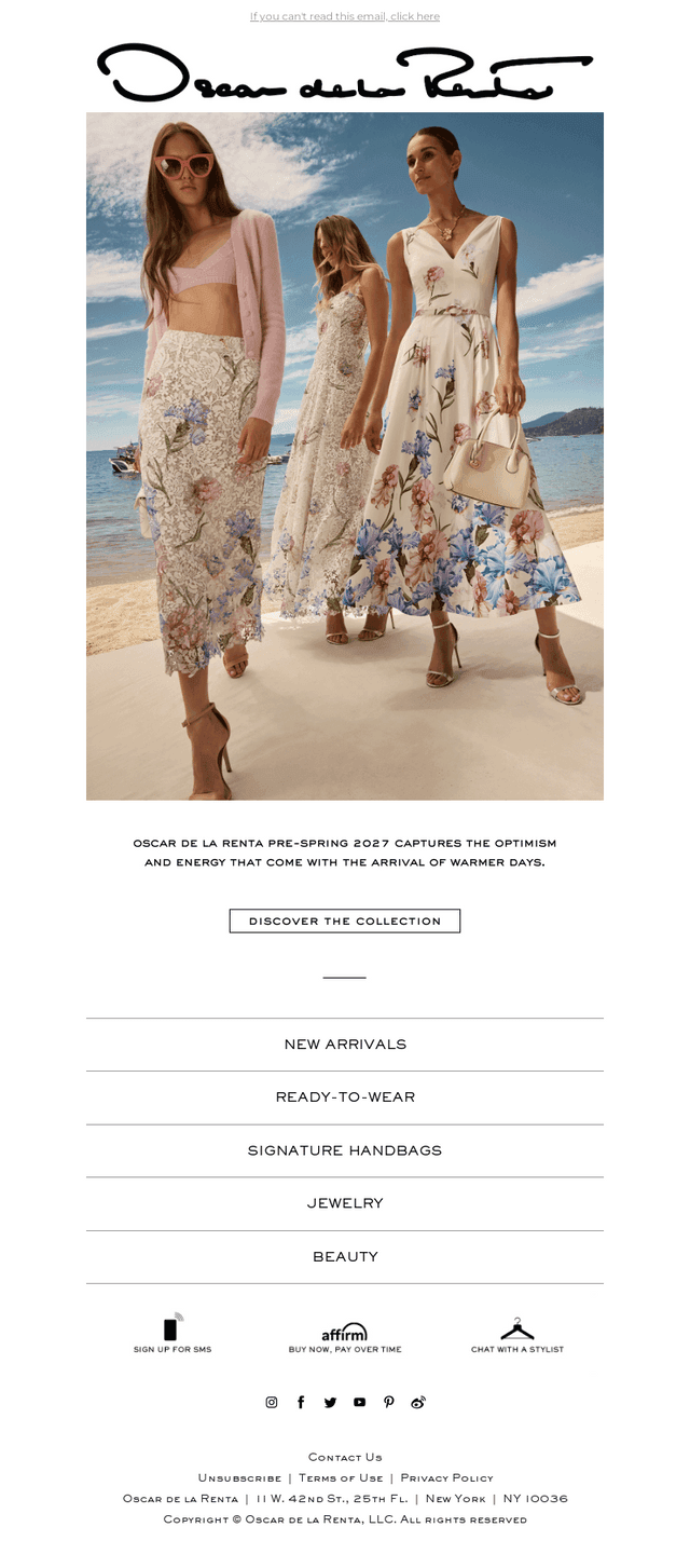 Oscar de la Renta email from Thu, Oct 8, 2026