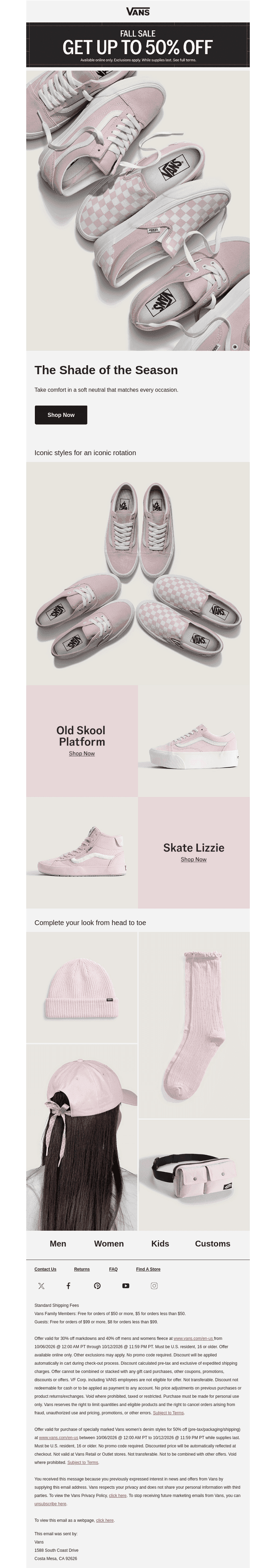 Vans email from Thu, Oct 8, 2026