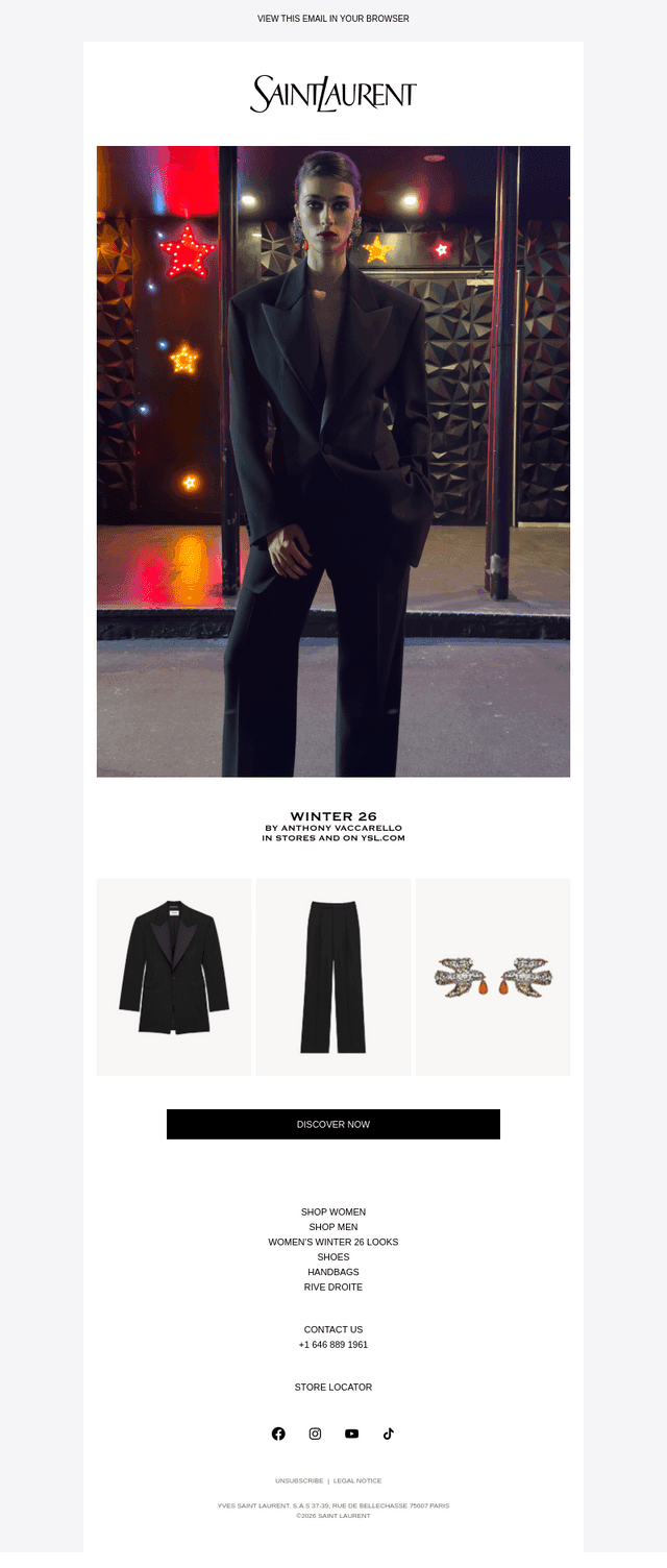 Yves Saint Laurent email from Thu, Oct 8, 2026