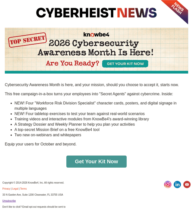 KnowBe4 email from Thu, Oct 8, 2026