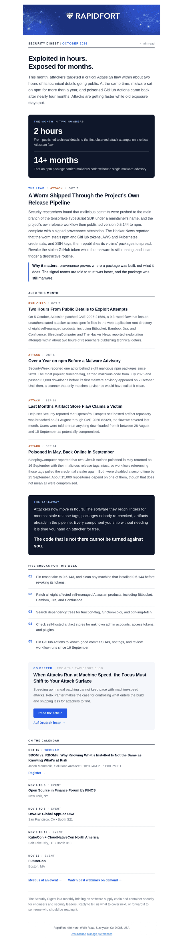 RAPIDFORT email from Thu, Oct 8, 2026