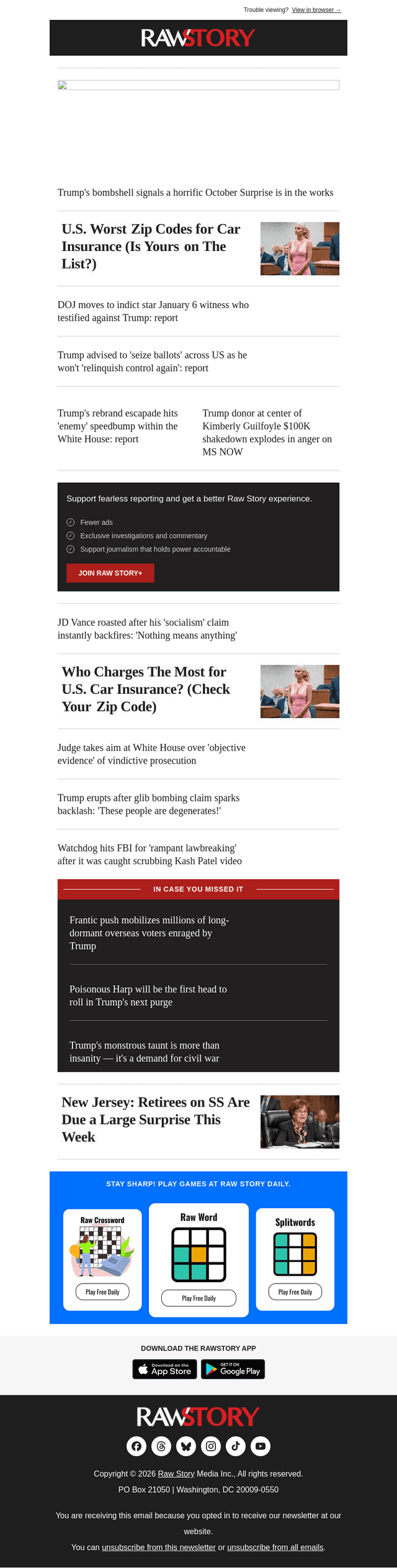 Raw Story email from Thu, Oct 8, 2026