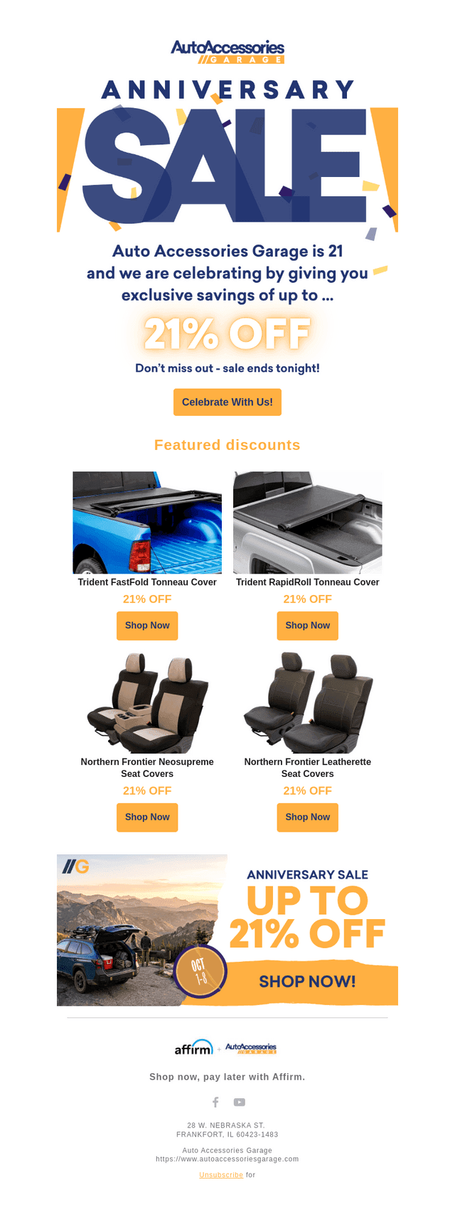 Auto Accessories Garage email from Thu, Oct 8, 2026