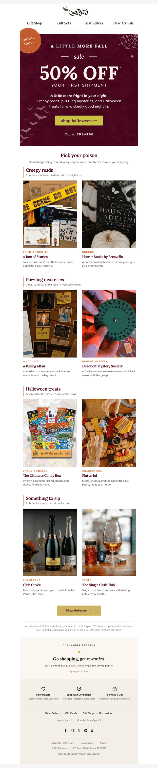 Cratejoy email from Fri, Oct 9, 2026