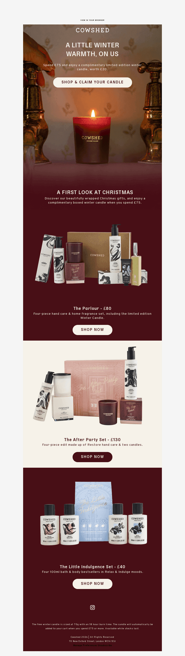 Cowshed email from Fri, Oct 9, 2026