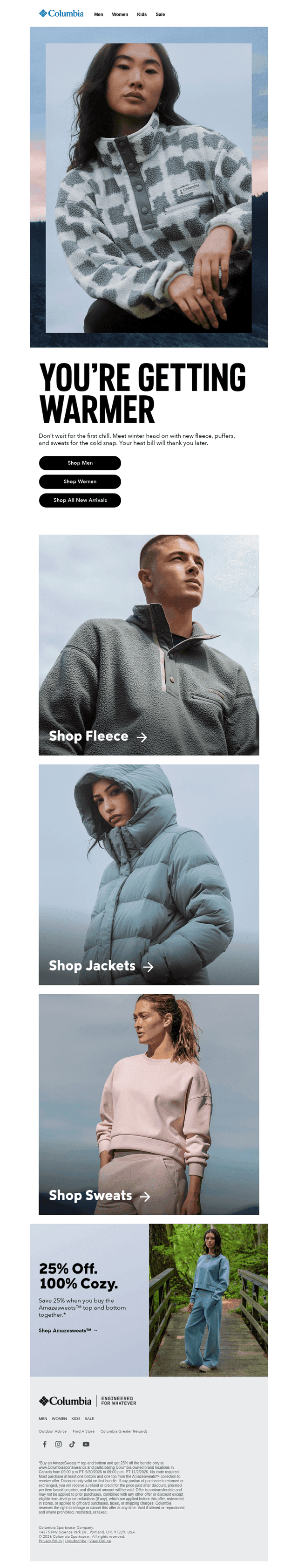 Columbia Sportswear email from Fri, Oct 9, 2026