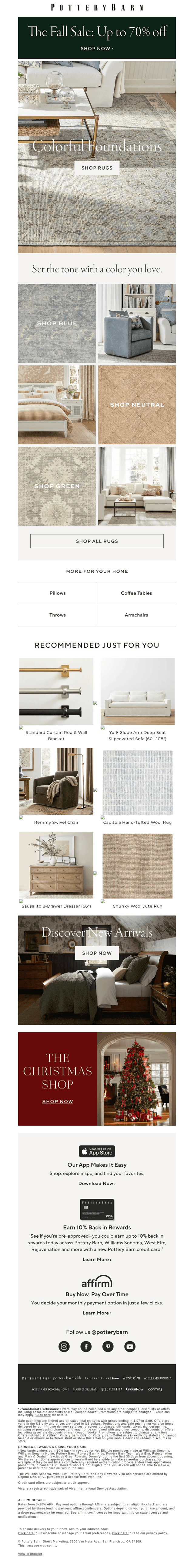 Pottery Barn email from Fri, Oct 9, 2026
