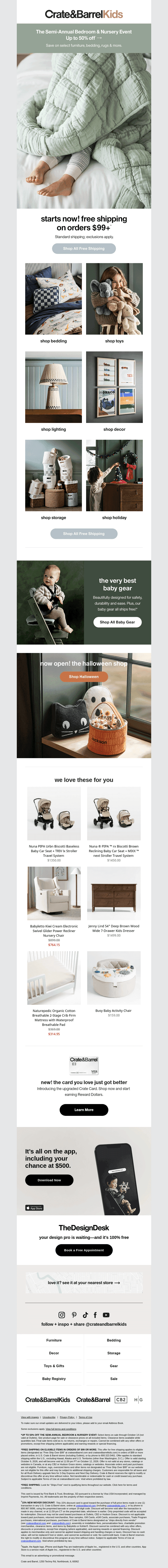 Crate and Barrel email from Fri, Oct 9, 2026