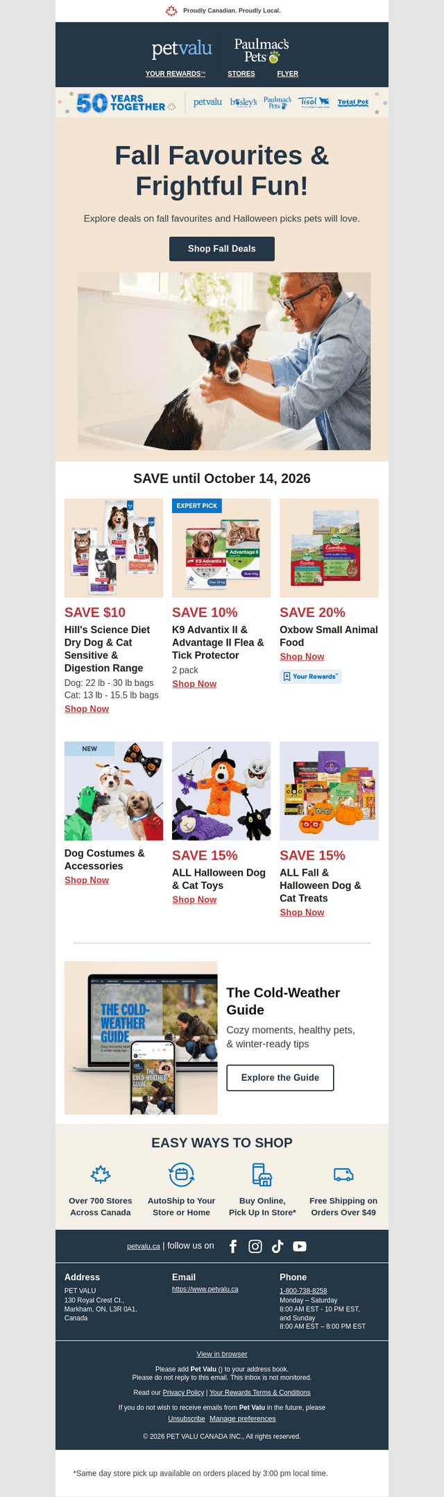 Pet Valu email from Fri, Oct 9, 2026