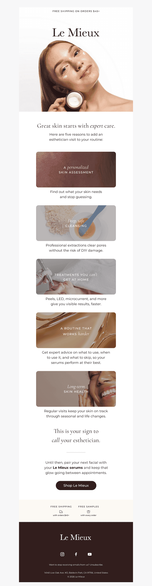 Le Mieux email from Fri, Oct 9, 2026