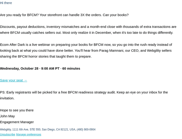 Webgility email from Fri, Oct 9, 2026
