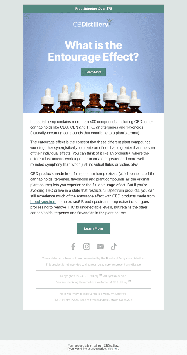 The CBDistillery email from Sat, Oct 10, 2026
