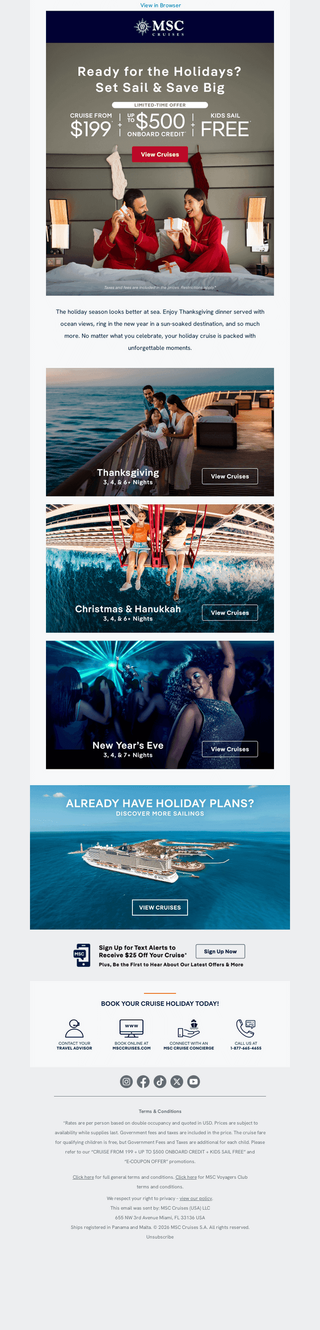 MSC Cruises email from Sat, Oct 10, 2026