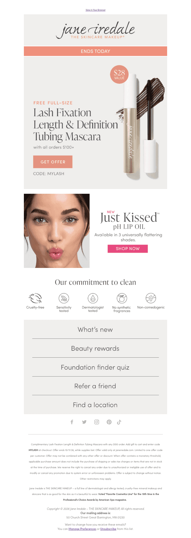 jane iredale email from Sun, Oct 11, 2026