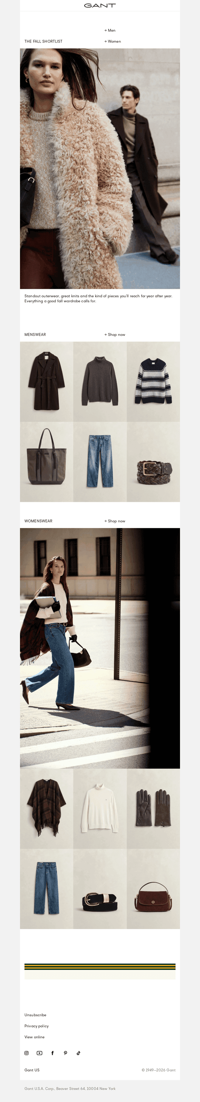 GANT email from Sun, Oct 11, 2026