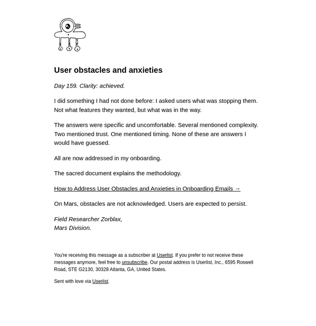 User obstacles and anxieties