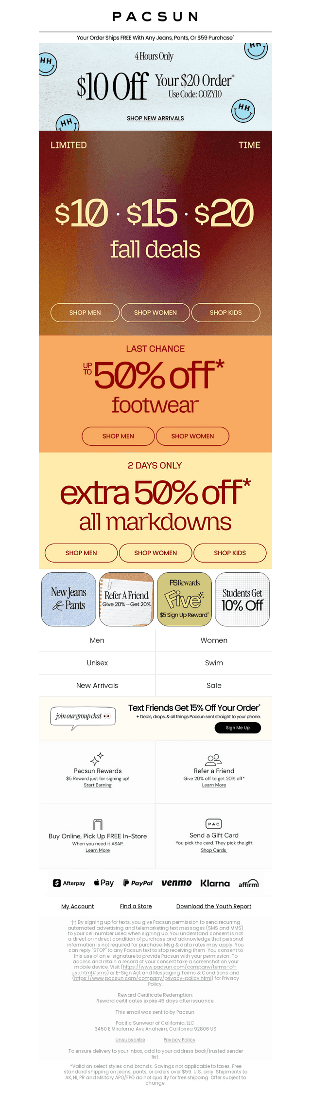 PacSun email from Sun, Oct 11, 2026