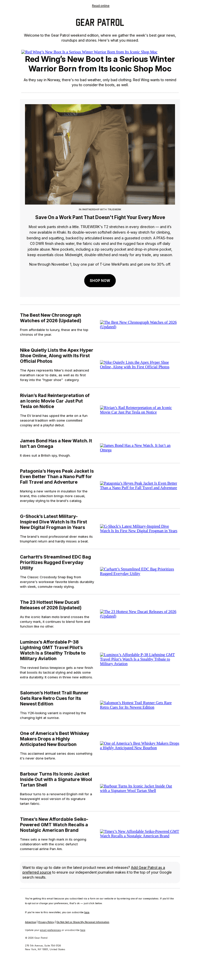 Gear Patrol email from Sun, Oct 11, 2026