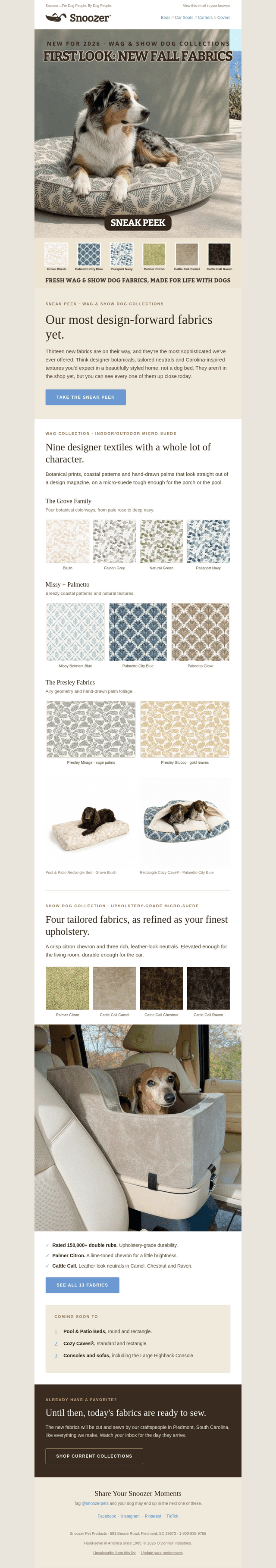 Snoozer Pet Products email from Sun, Oct 11, 2026
