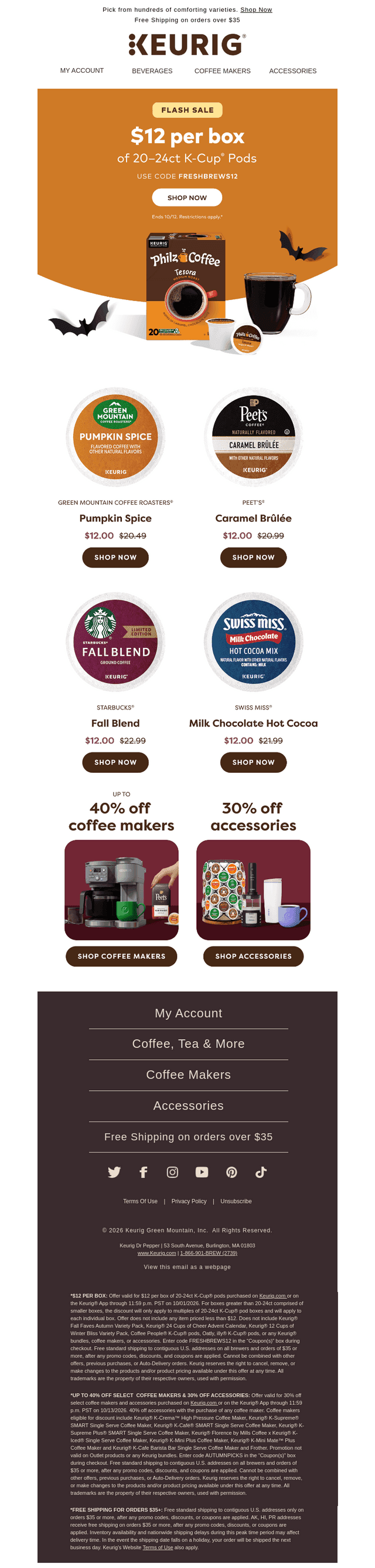Keurig email from Mon, Oct 12, 2026