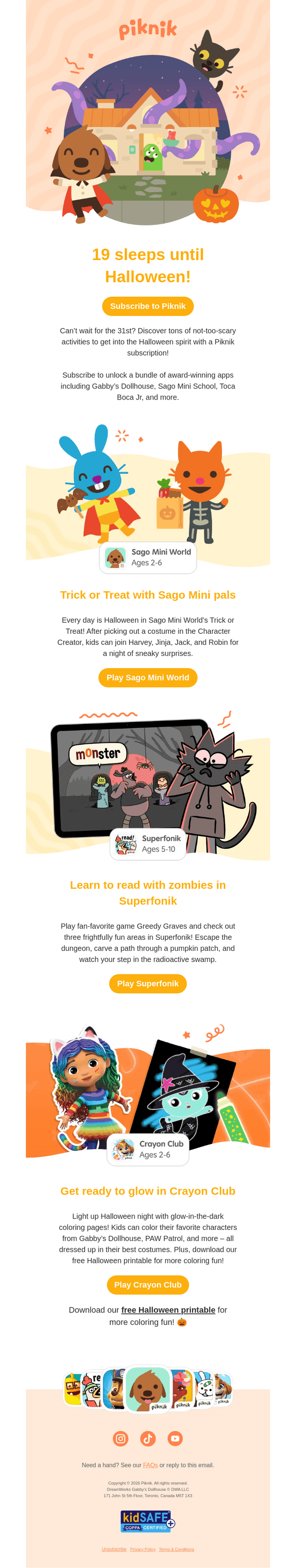 Sago Mini email from Mon, Oct 12, 2026