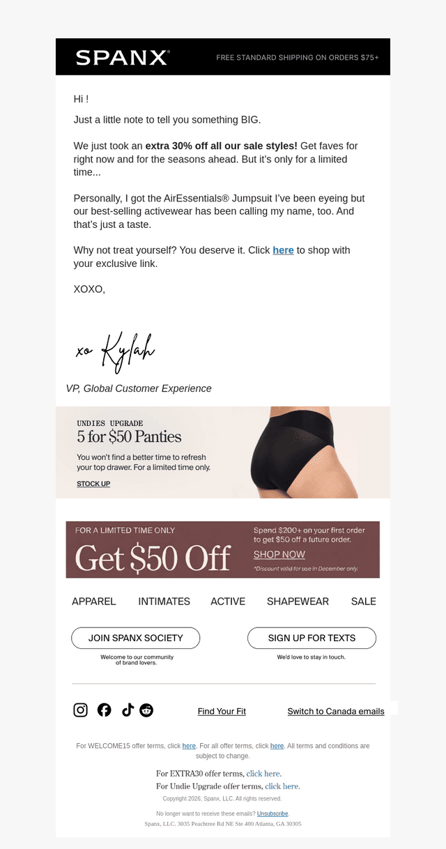 Spanx email from Mon, Oct 12, 2026